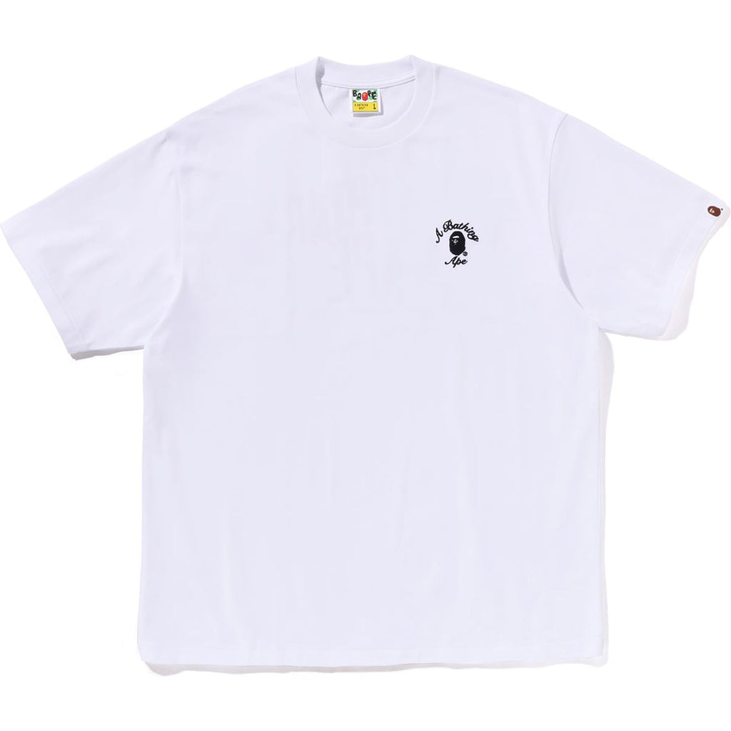 BAPE MENS ONE POINT APE HEAD COLLEGE RELAXED FIT T-SHIRT