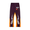 Gallery Dept. "DEPT." Tribal Star Graphic Contrast Panel Sweatpants - Deep Purple & Orange