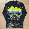 GodSpeed Washed Black Motorcycle Graphic Long Sleeve T-Shirt