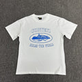 Blue Graphic Print White T-Shirt Unisex Streetwear Casual Short Sleeve Tee