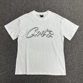 Black Outline Graphic Print White T-Shirt Unisex Streetwear Casual Short Sleeve Tee
