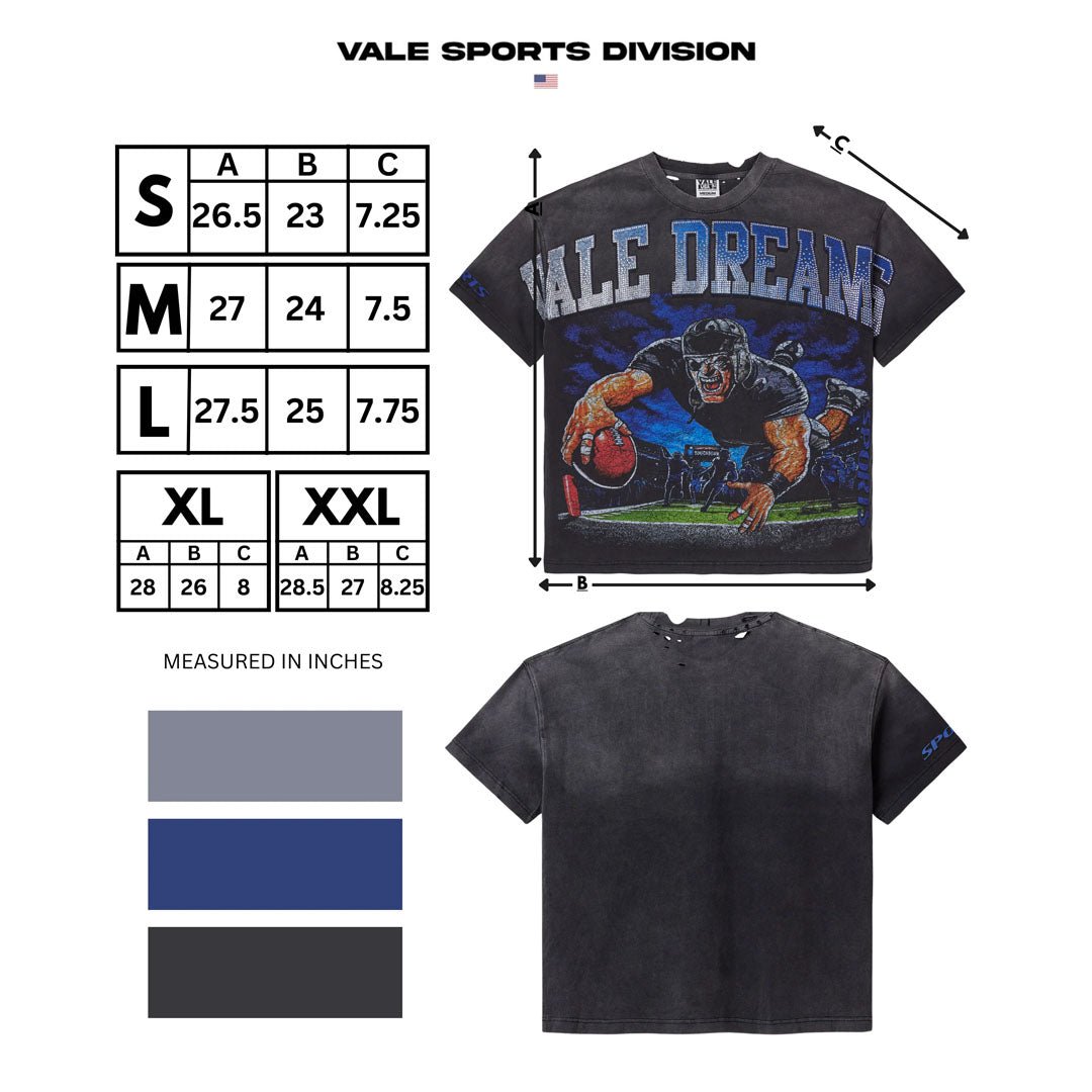 Vale Forever Gridiron Bling Tee Faded Black